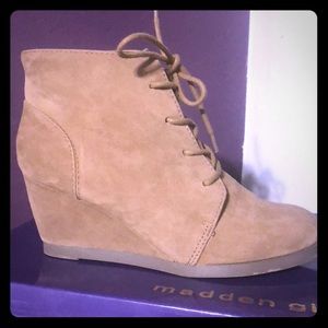 Taupe madden girl wedge booties size 8 1/2